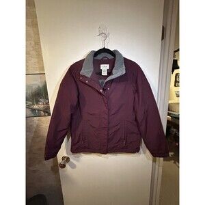 LL Bean Jacket‎ Womens Small Burgundy Maroon Full Zip Fleece Lined Winter Coat